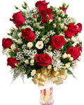 send gifts to bangladesh, send gift to bangladesh, banlgadeshi gifts, bangladeshi Red & White Rose With Vase