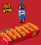 send gifts to bangladesh, send gift to bangladesh, banlgadeshi gifts, bangladeshi KFC - 6 Pcs Hot Wings & 1 Bottle Pepsi