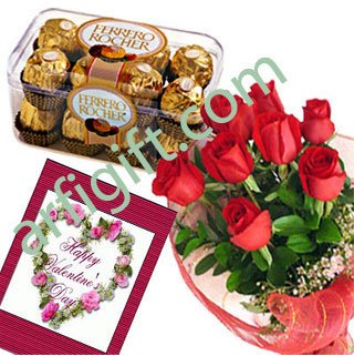 Send Rose & Chocolate + Card  Combo to Bangladesh, Send gifts to Bangladesh
