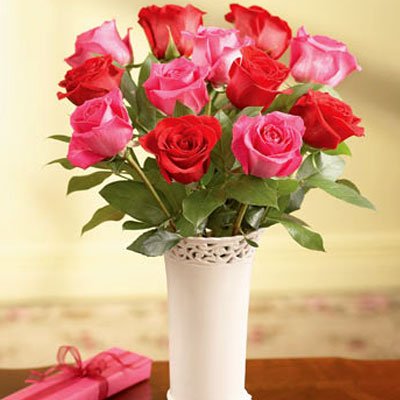 Send 50% & 50% Rose With Vase to Bangladesh, Send gifts to Bangladesh