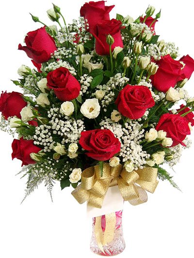 Send Red & White Rose With Vase to Bangladesh, Send gifts to Bangladesh