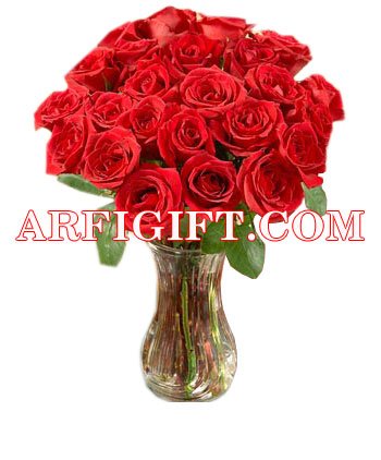 Send 24 Red Rose With Ceramic Vase to Bangladesh, Send gifts to Bangladesh