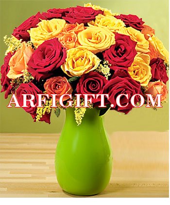 Send 36 Mix Rose With Ceramic Vase to Bangladesh, Send gifts to Bangladesh