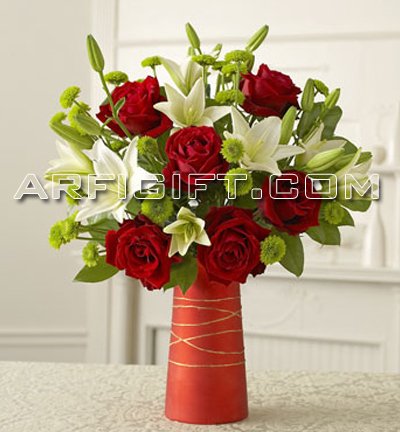 Send Thailand  Rose & Lily With Vase to Bangladesh, Send gifts to Bangladesh