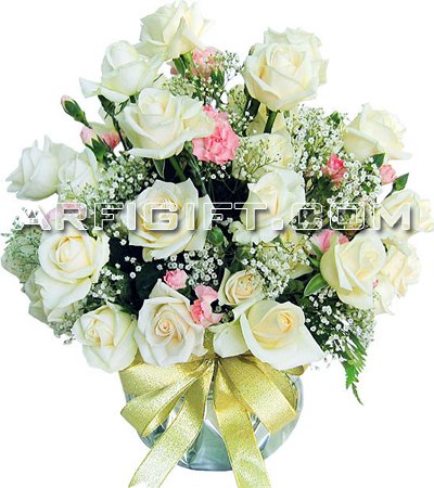 Send White Roses Arrangement to Bangladesh, Send gifts to Bangladesh