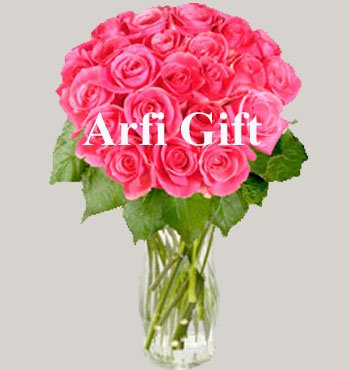 Send 24Pink Rose With Vase to Bangladesh, Send gifts to Bangladesh