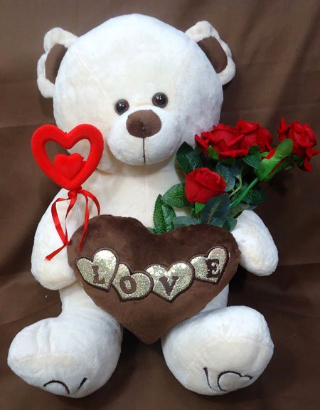 Send Love Teddy With Art Rose & Love Stick to Bangladesh, Send gifts to Bangladesh