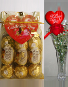 send gifts to bangladesh, send gift to bangladesh, banlgadeshi gifts, bangladeshi Ferrero Rocher & Valentines Rose