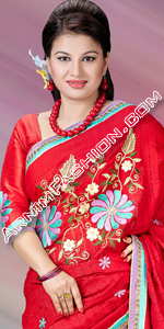 send gifts to bangladesh, send gift to bangladesh, banlgadeshi gifts, bangladeshi Red Half Silk Saree