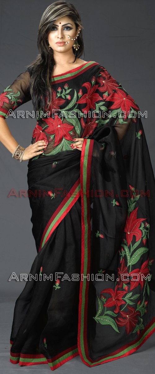 Send Black Moslin Saree  to Bangladesh, Send gifts to Bangladesh