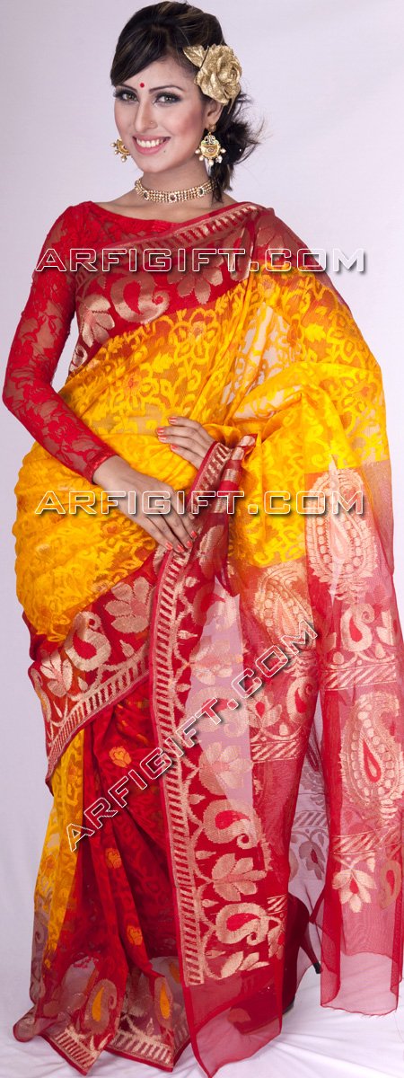 Send Red & Yellow Jute Katan  to Bangladesh, Send gifts to Bangladesh