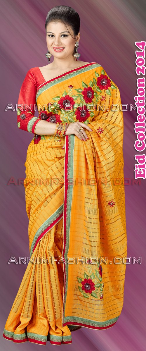 Send Yellow Half Silk Saree to Bangladesh, Send gifts to Bangladesh